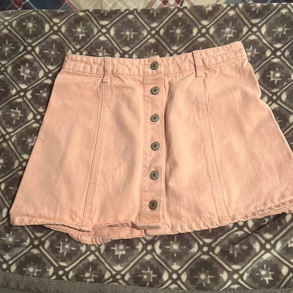 PINK DENIM MINI SKIRT